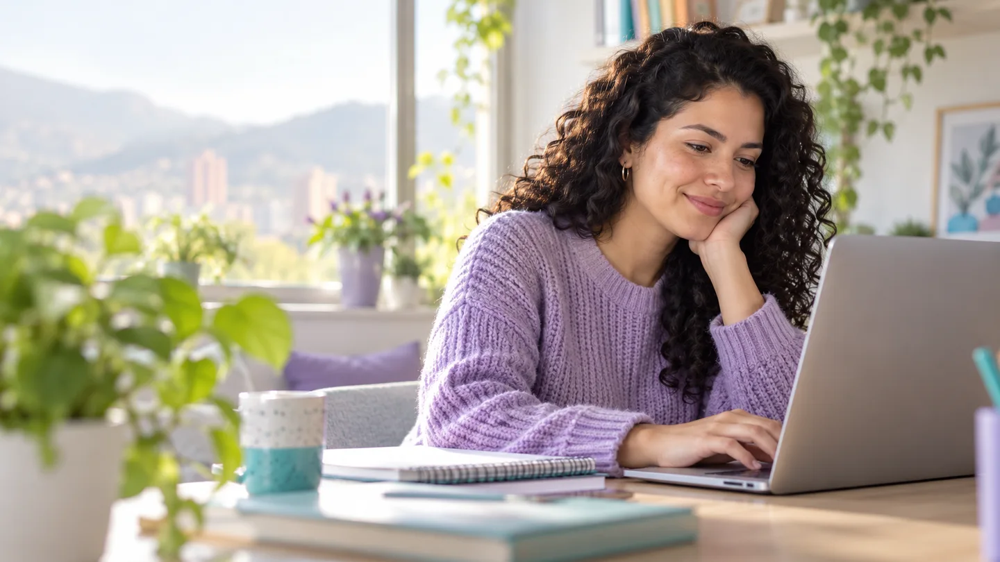 Estudiante en un espacio luminoso de aprendizaje
